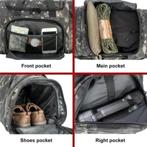 Military Tactical Duffle Bag Black Multicam - Picture 7 of 8